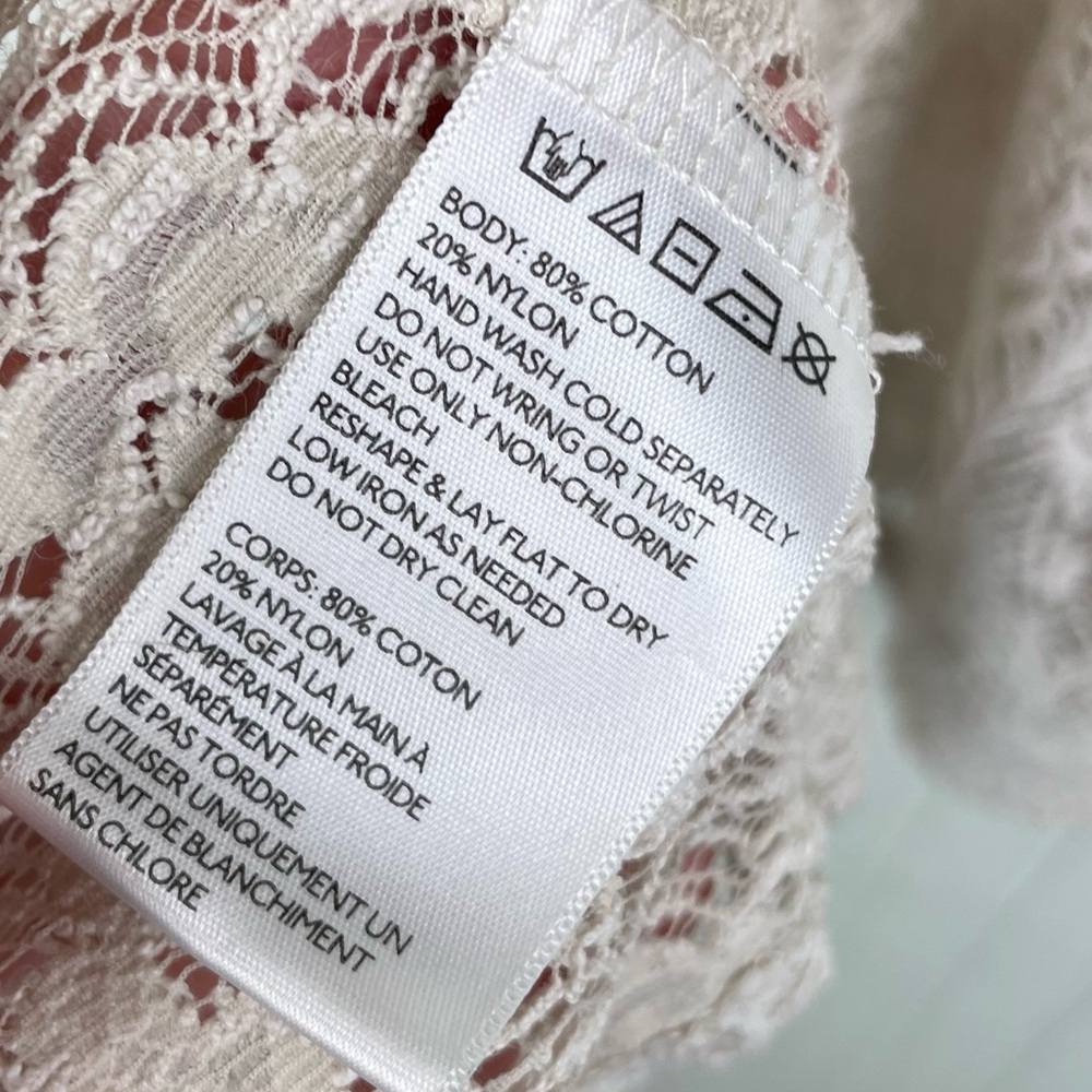 Kimchi Blue Floral Crochet Lace Button Back Short Sleeve Crop Top Boho Medium - Picture 5 of 9